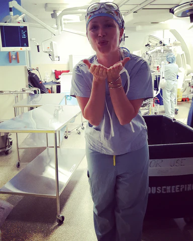 Just another day in the OR - Livia blowing a kiss to the photographer